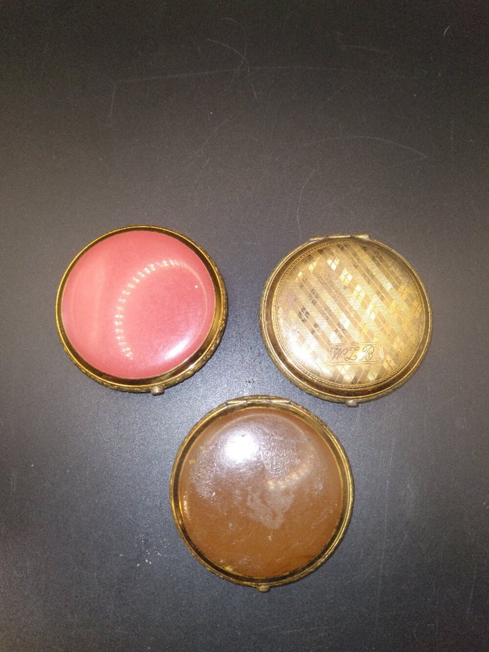 3 Collectable Vintage 1930's - 1950's Elgi*n American Powder Compacts Enamel